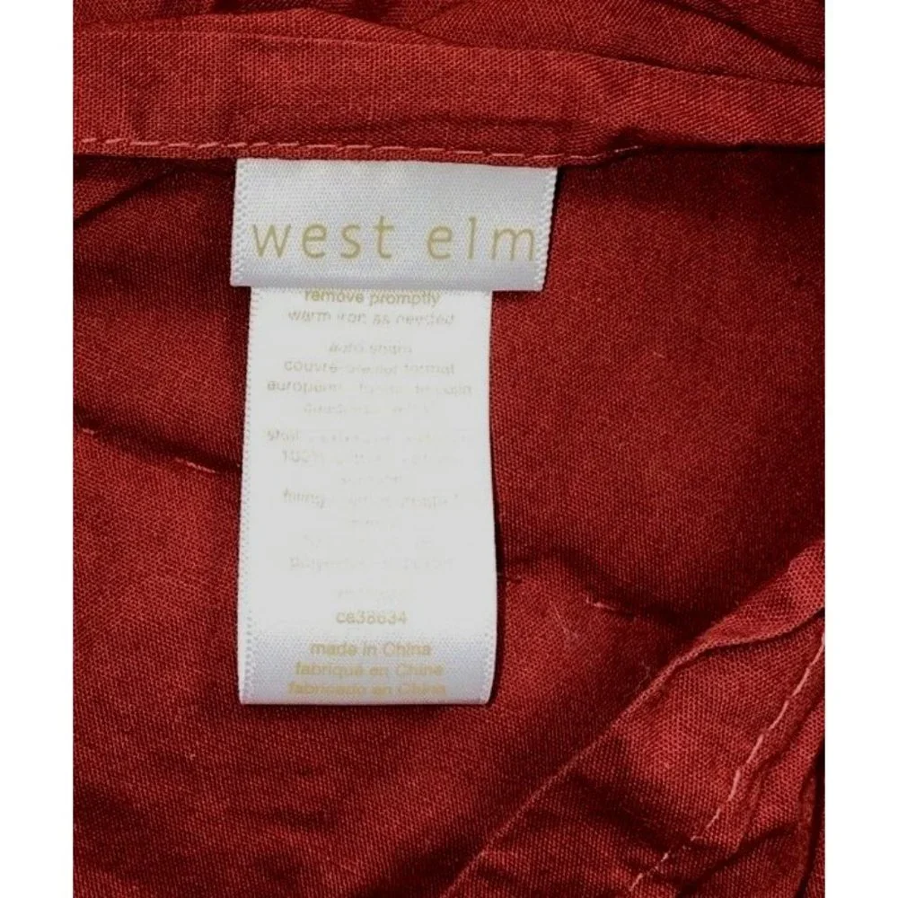 West Elm Frayed Edge Euro Sham 1 Single Pillowcase Red King Bedding Cotton
